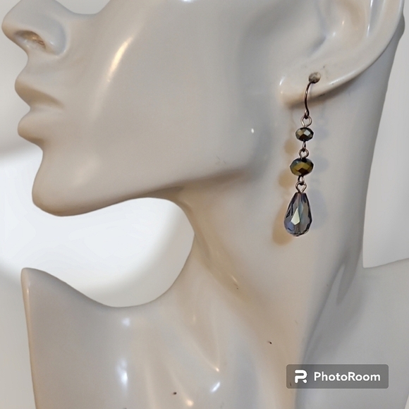 3/$30 HANDMADE Blue Crystal Beaded Drop Dangle Hook Earrings - Picture 1 of 4
